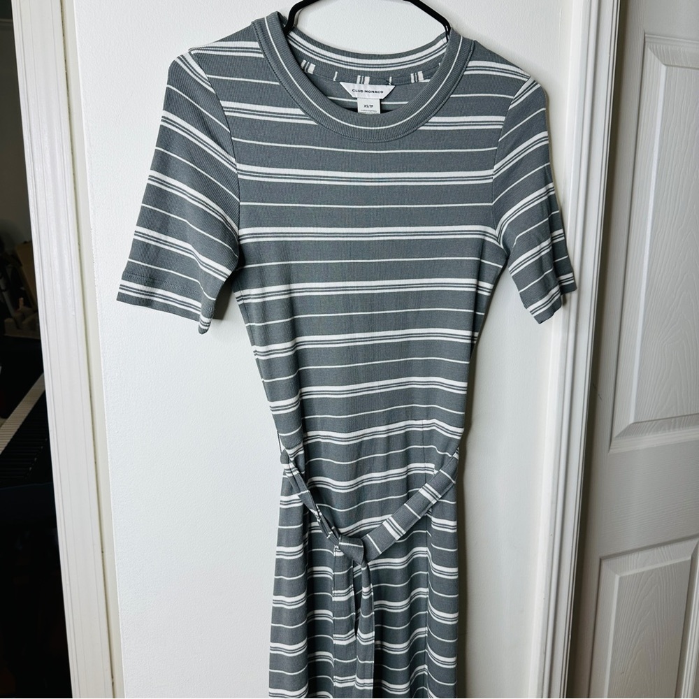Club Monaco gray striped midi dress
